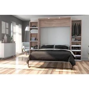 Cielo Queen Murphy Wall Bed with 2 Storage Cabinets (104W) - Available in 2 Colours