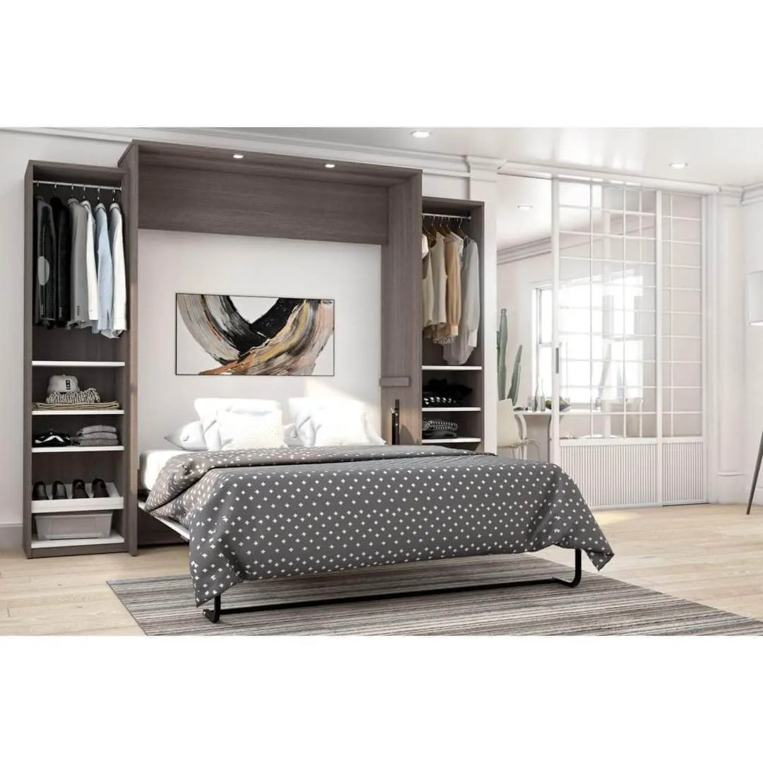 Cielo Queen Murphy Wall Bed with 2 Storage Cabinets (104W) - Available in 2 Colours