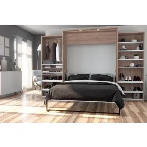 Cielo Queen Murphy Wall Bed with 2 Storage Cabinets (124W) - Available in 2 Colours