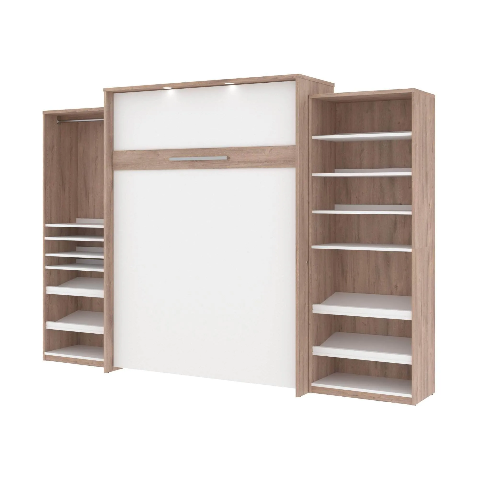 Cielo Queen Murphy Wall Bed with 2 Storage Cabinets (124W) - Available in 2 Colours