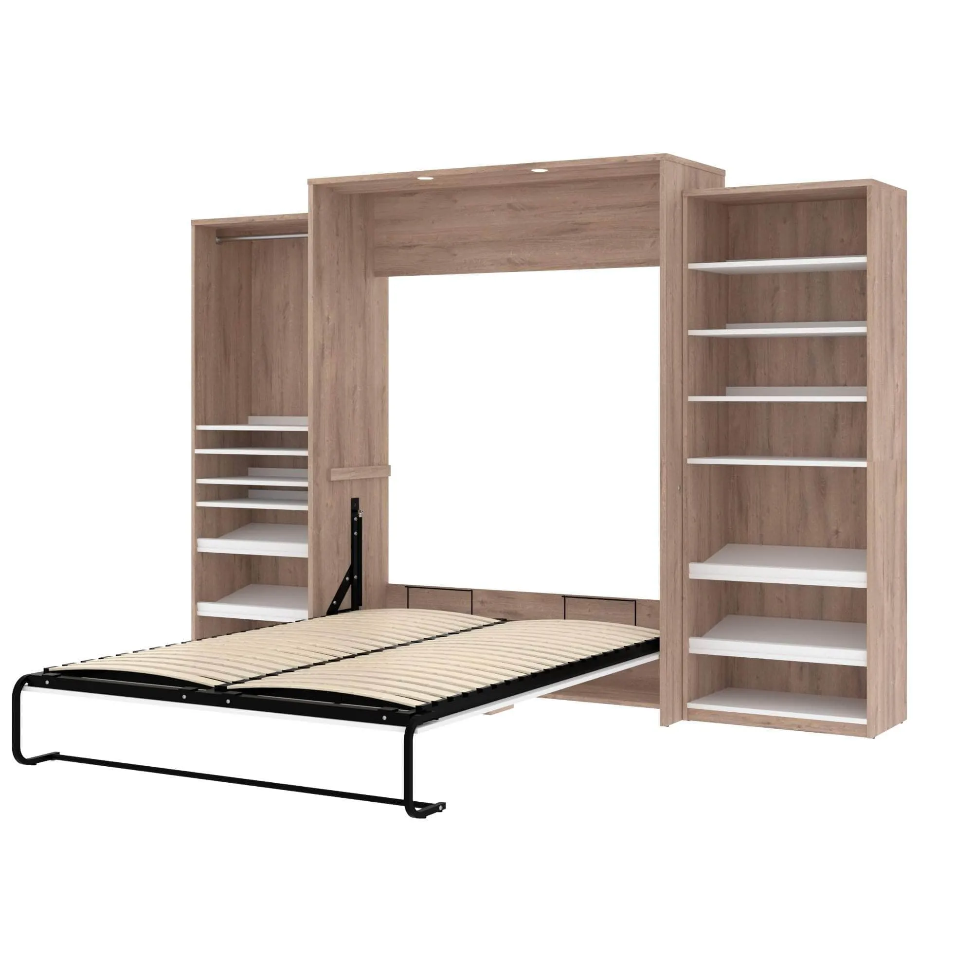 Cielo Queen Murphy Wall Bed with 2 Storage Cabinets (124W) - Available in 2 Colours