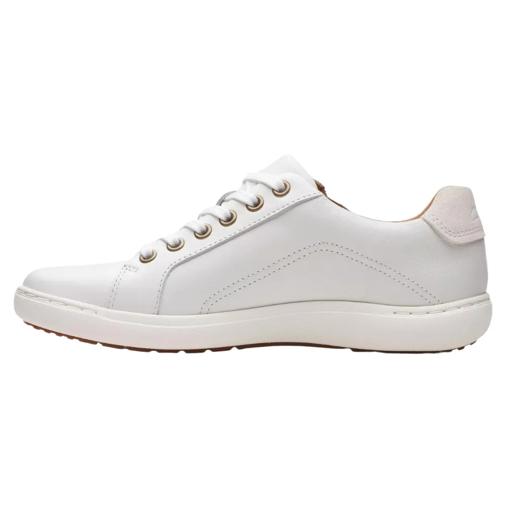 Clarks Nalle Lace White Leather Sneaker (Women's)