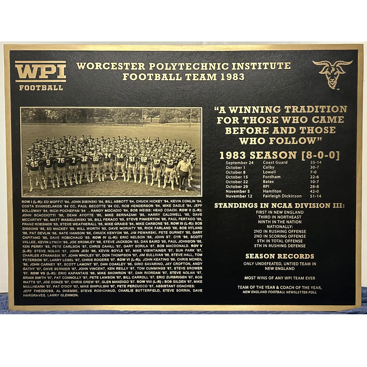 College Football Tribute Plaque