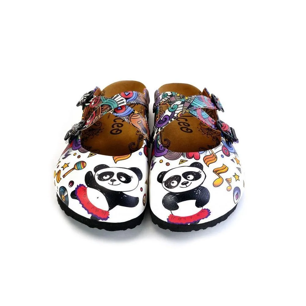 Colorful Moving and Mixed Patterned and White Dancing Panda Patterned Clogs - WCAL176