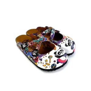 Colorful Moving and Mixed Patterned and White Dancing Panda Patterned Clogs - WCAL176