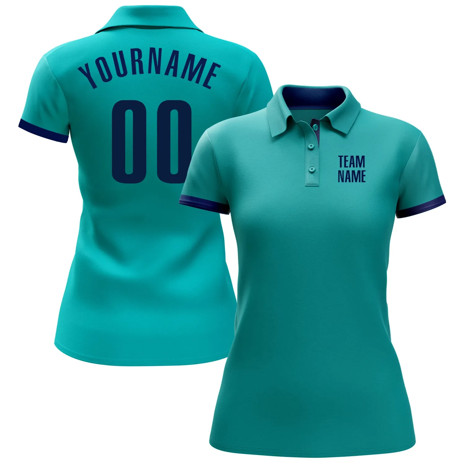 Custom Aqua Navy Performance Golf Polo Shirt