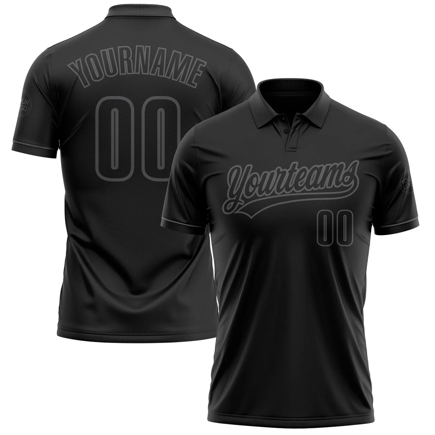 Custom Black Black-Steel Gray Performance Vapor Golf Polo Shirt