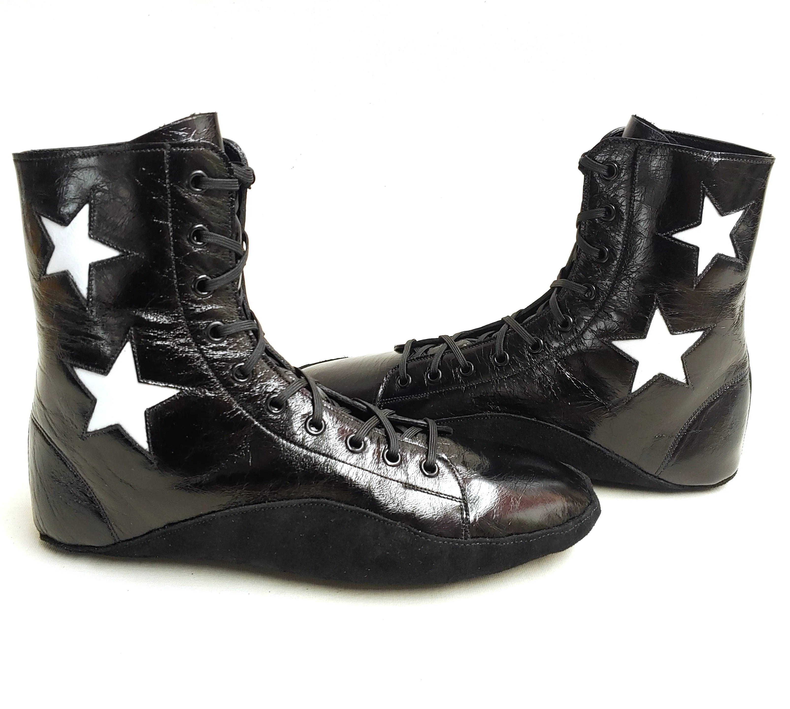 CUSTOM MADE Black Tightrope Boots w/White Stars