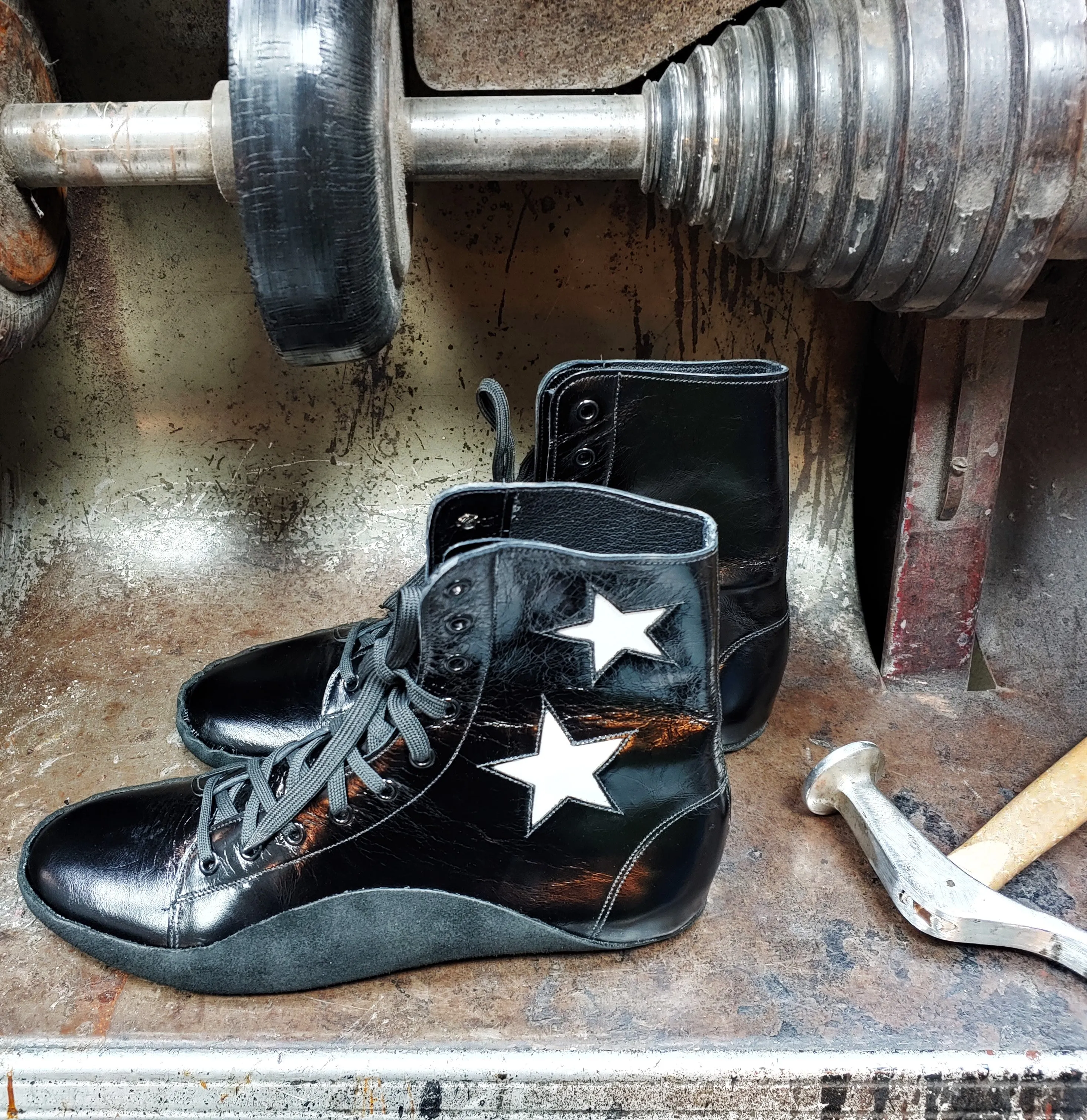 CUSTOM MADE Black Tightrope Boots w/White Stars