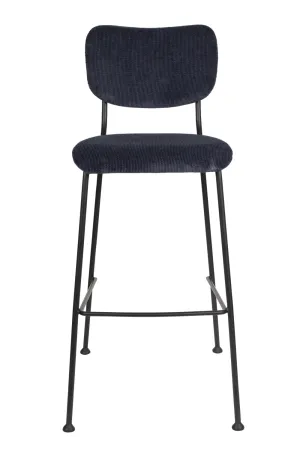 Dark Blue Upholstered Barstools (2) | Zuiver Benson