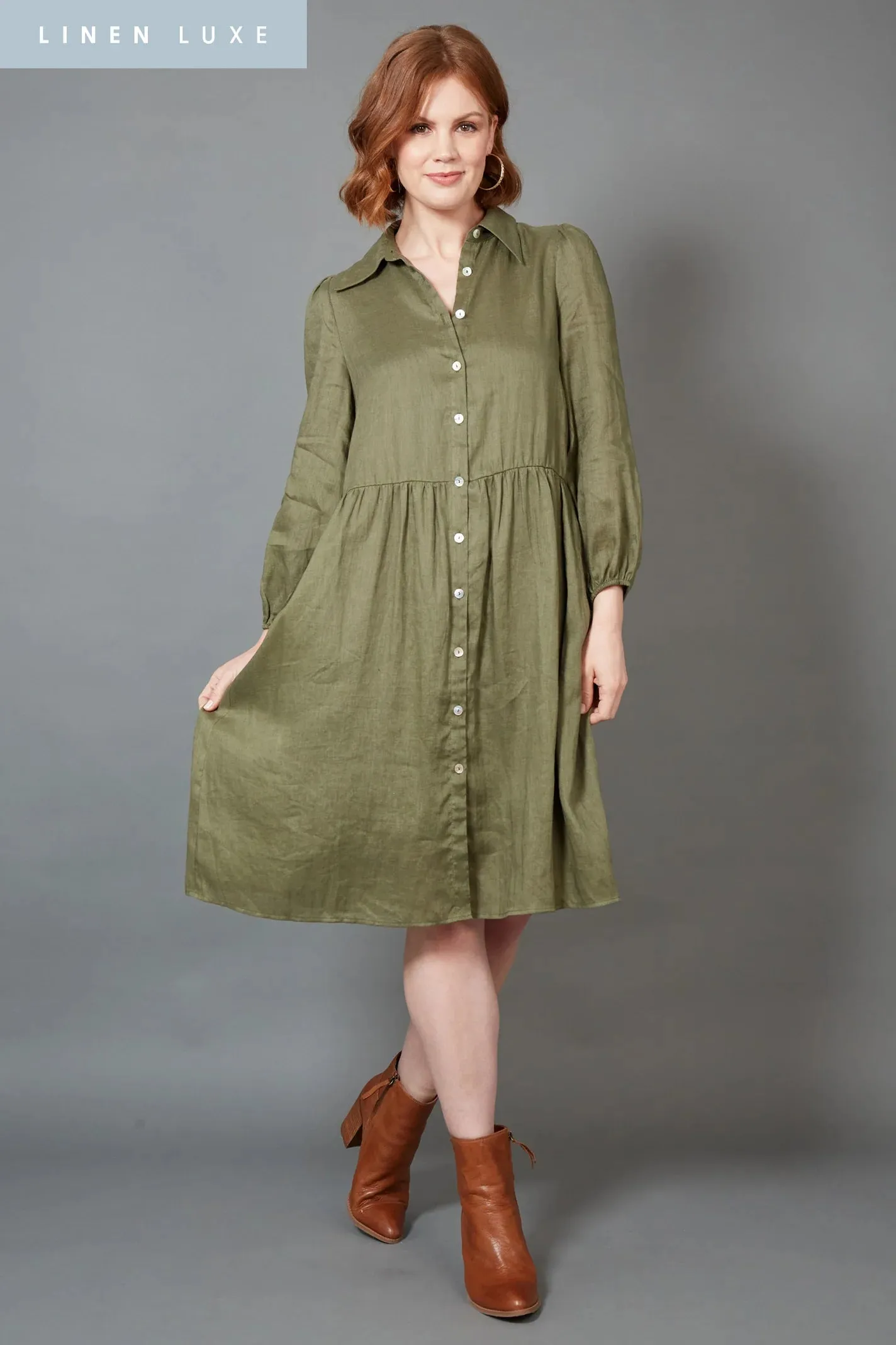 eb&ive - Studio Midi Shirt Dress - Khaki