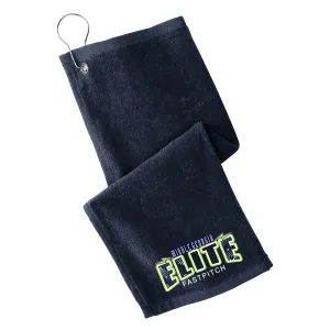 Elite - Grommeted Towel with Lightening Bolt - Navy (PT400)