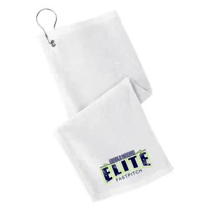 Elite - Grommeted Towel with Lightening Bolt - White (PT400)