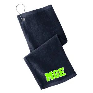 Elite - Grommeted Towel with MGE (Varsity Font) - Navy (PT400)