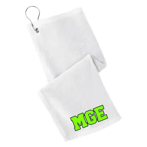 Elite - Grommeted Towel with MGE (Varsity Font) - White (PT400)