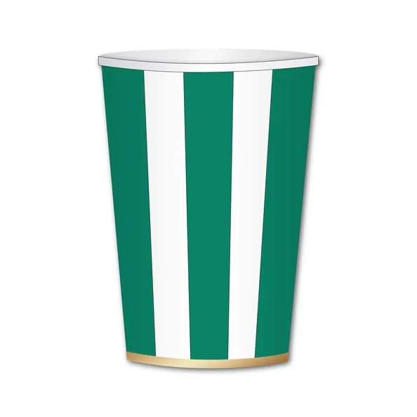 Emerald Green Cabana Stripe Cups