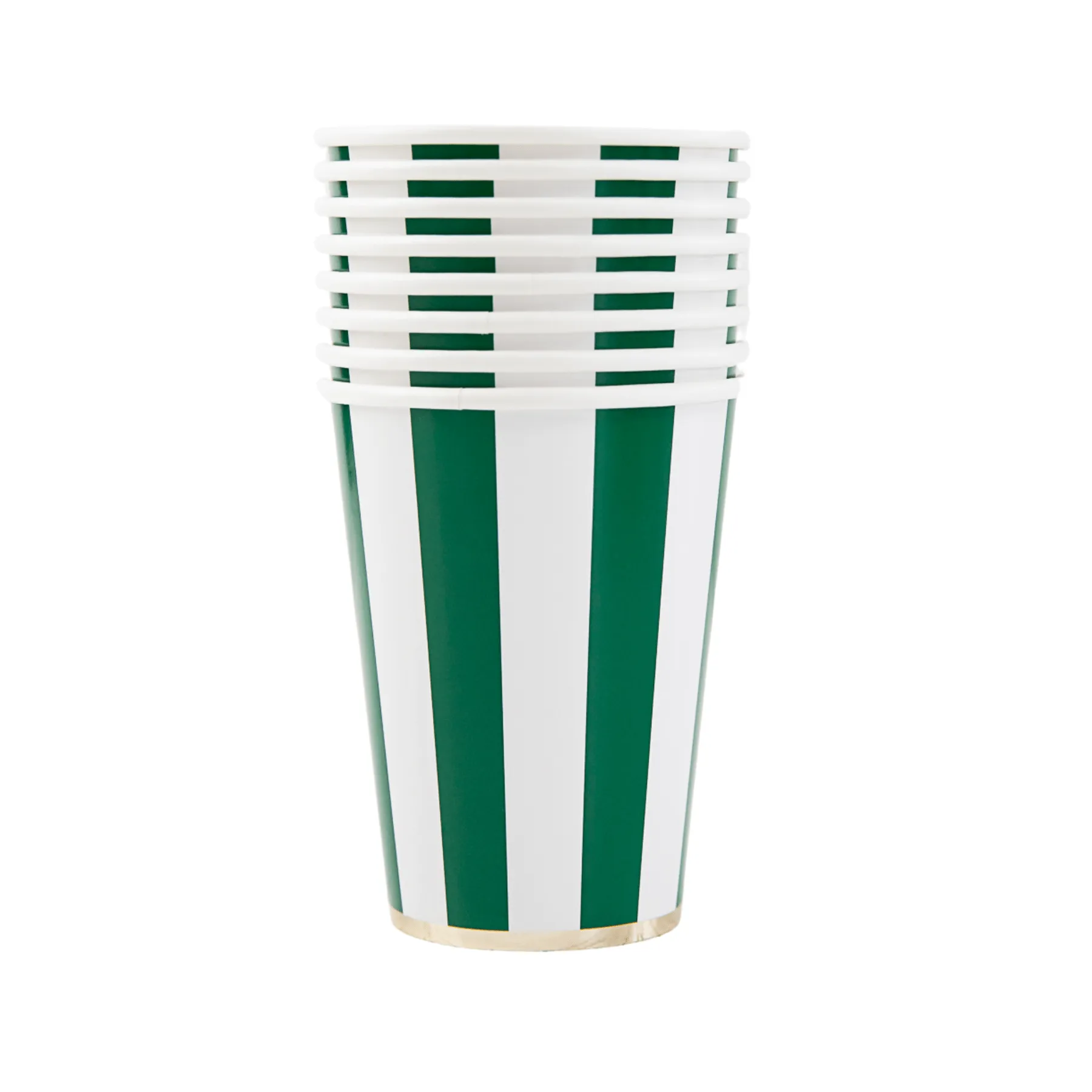 Emerald Green Cabana Stripe Party Cups x 8