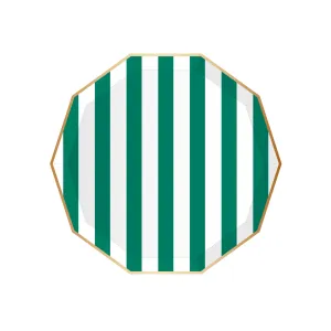 Emerald Green Cabana Stripe Party Plates x 8