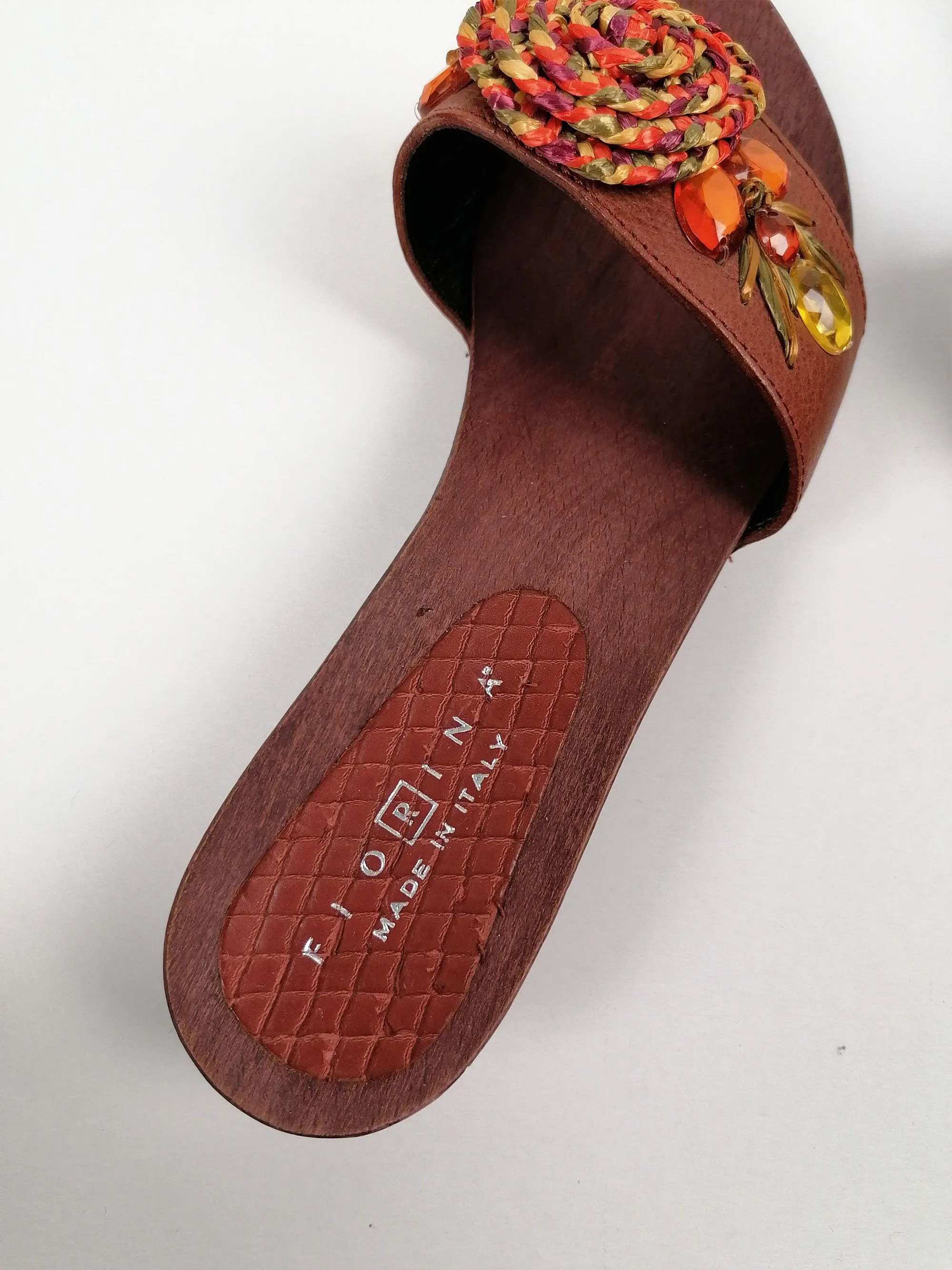 FIORINA Wood Mules Slides - size EU 37 -37.5 / UK 4.5 -5 / US 7