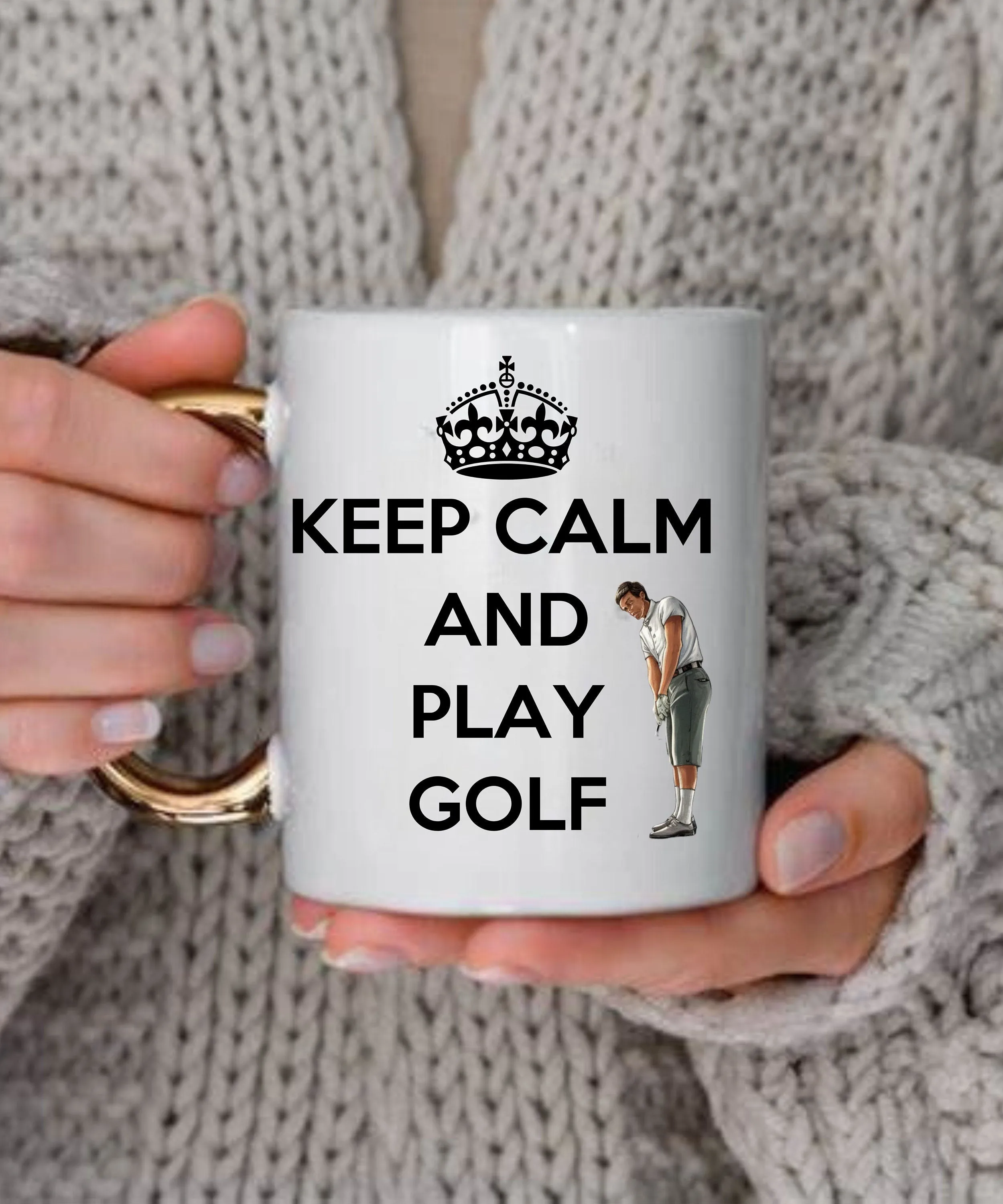 Funny Golf Mug, Novelty Golfer Mug,swing swear golf repeat,