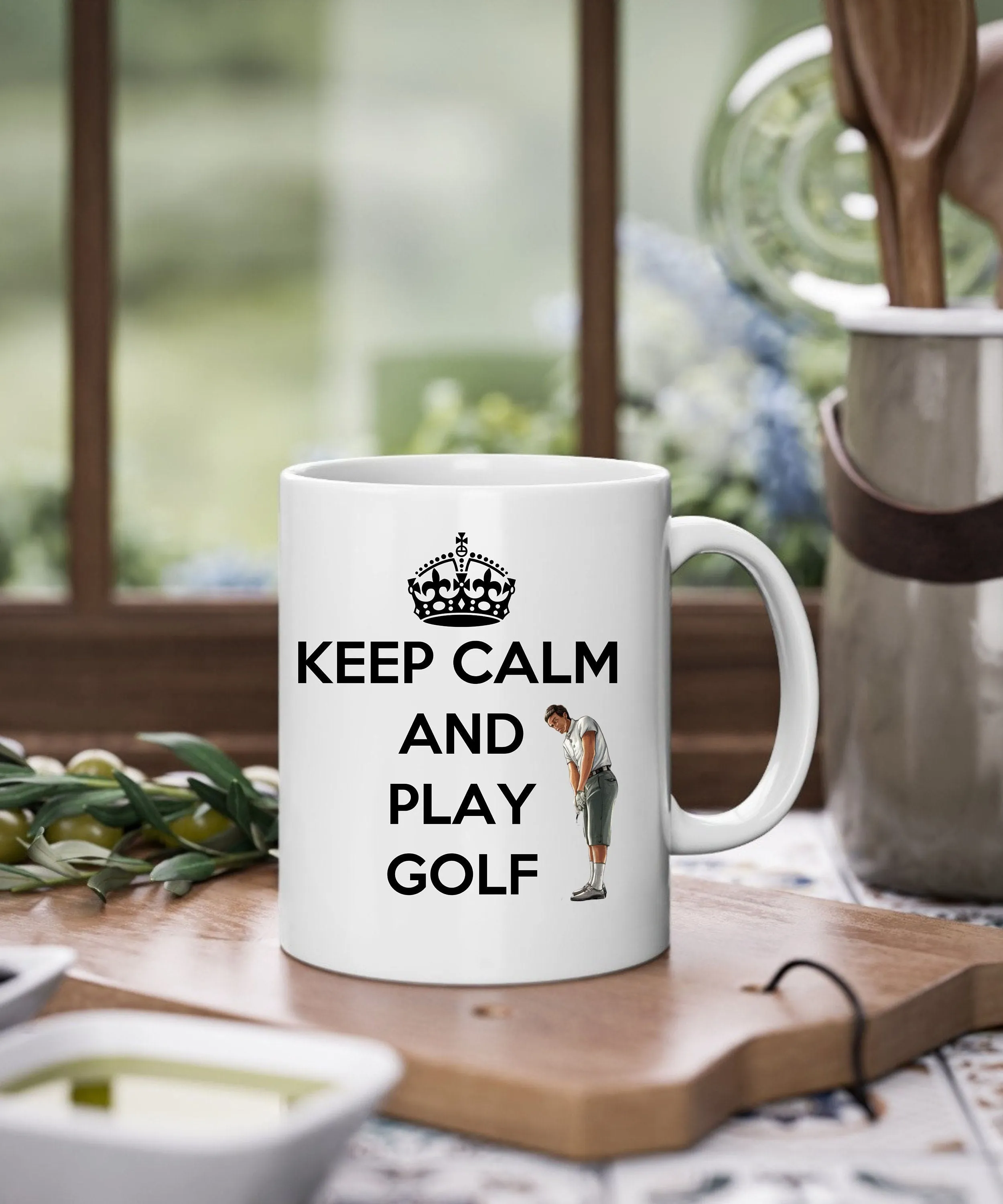 Funny Golf Mug, Novelty Golfer Mug,swing swear golf repeat,