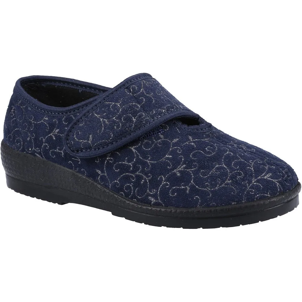 Geraldine Navy Wide Fit Slipper - GBS Med