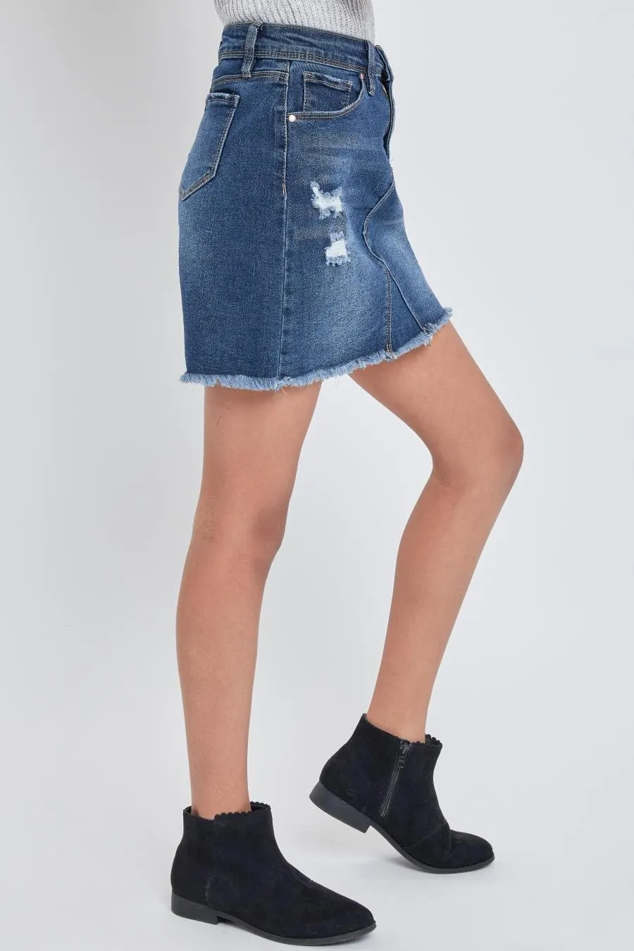 Girls Denim Skirt With Front Seam Detail