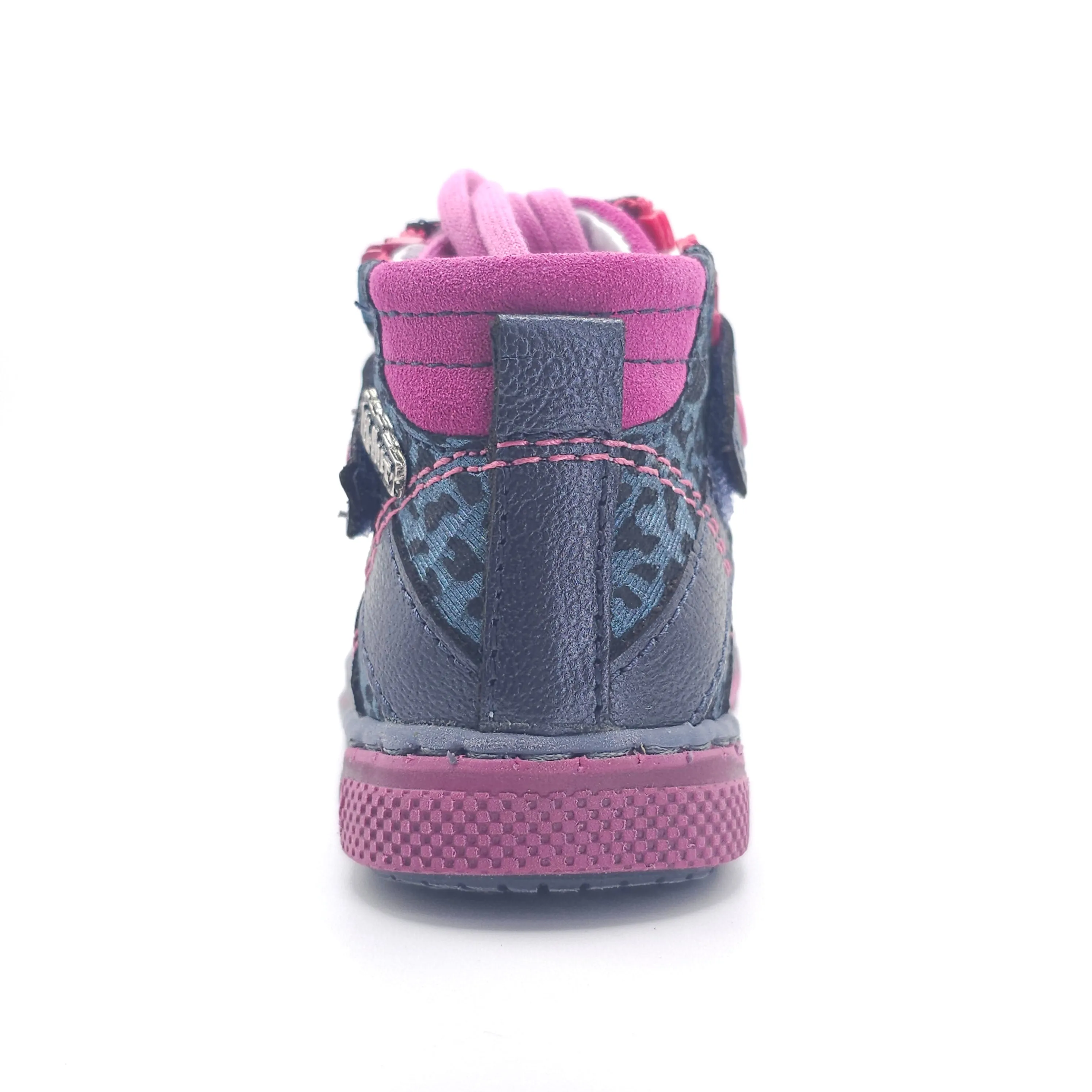 Girls High Zip Shoe In Navy and Pink