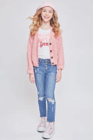 Girls Selena Dream Button Fly Straight Leg Hybrid Jeans