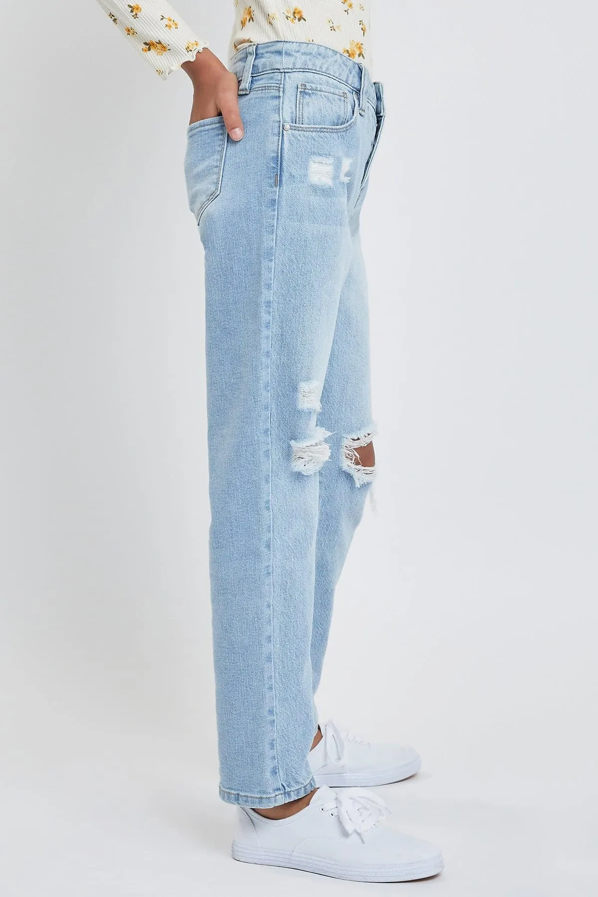 Girls Selena Dream Button Fly Straight Leg Hybrid Jeans