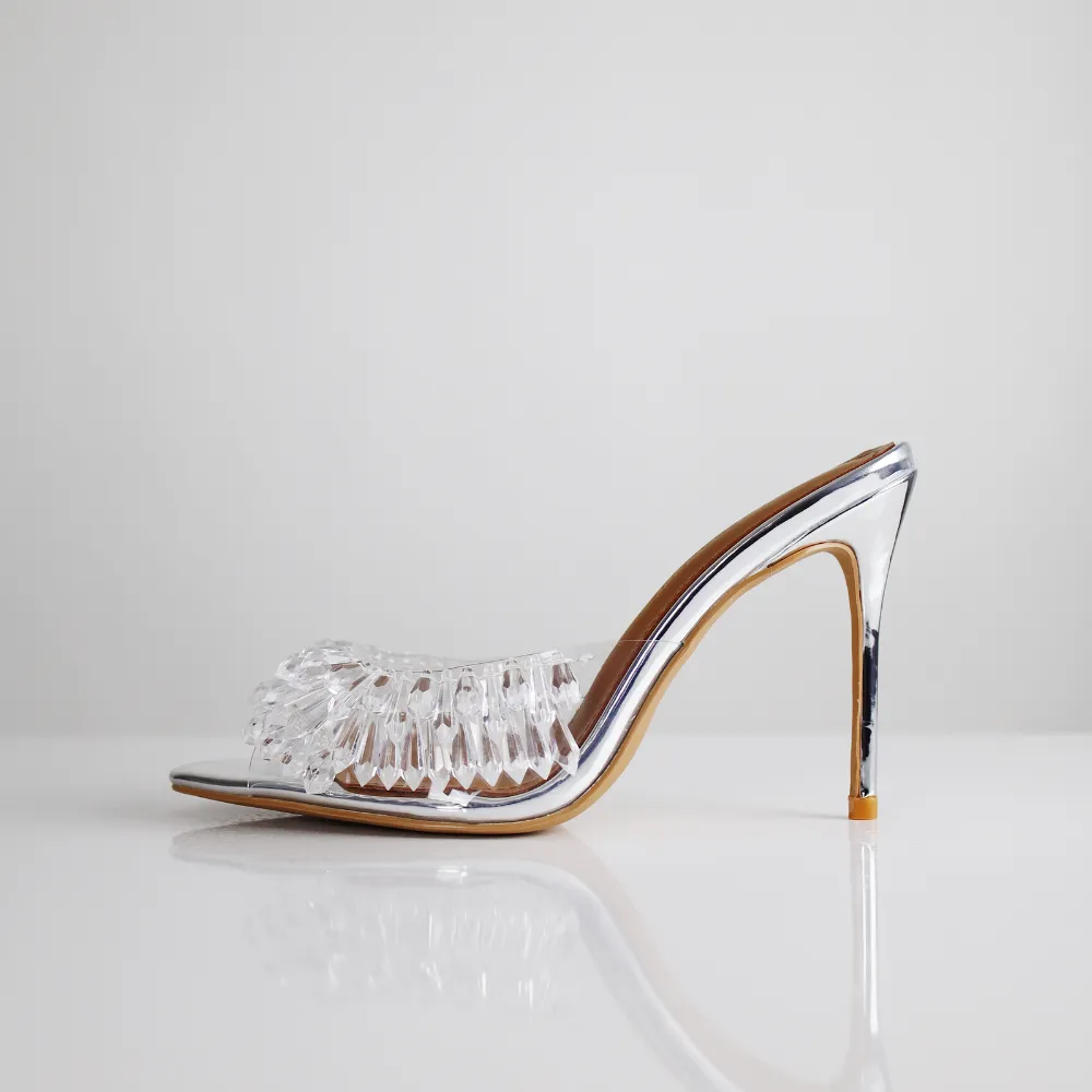 Goldie Clear Drip Chandelier Open Toe Mules 100 mm