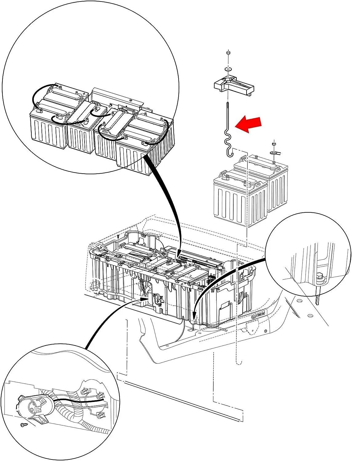 Golf Cart Battery Hold Down Rod for Club Car Precedent 2009 - Up