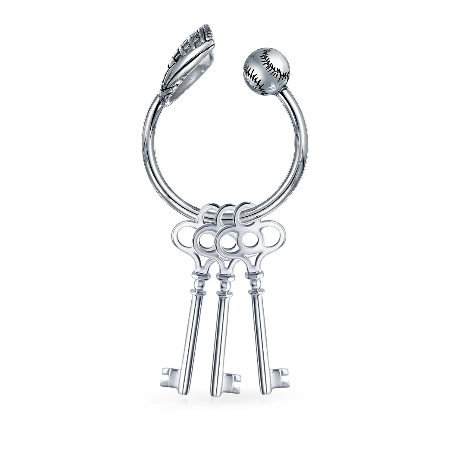 Golfer Sports Golf Ball Club U Key Ring Golf Keychain Sterling Silver