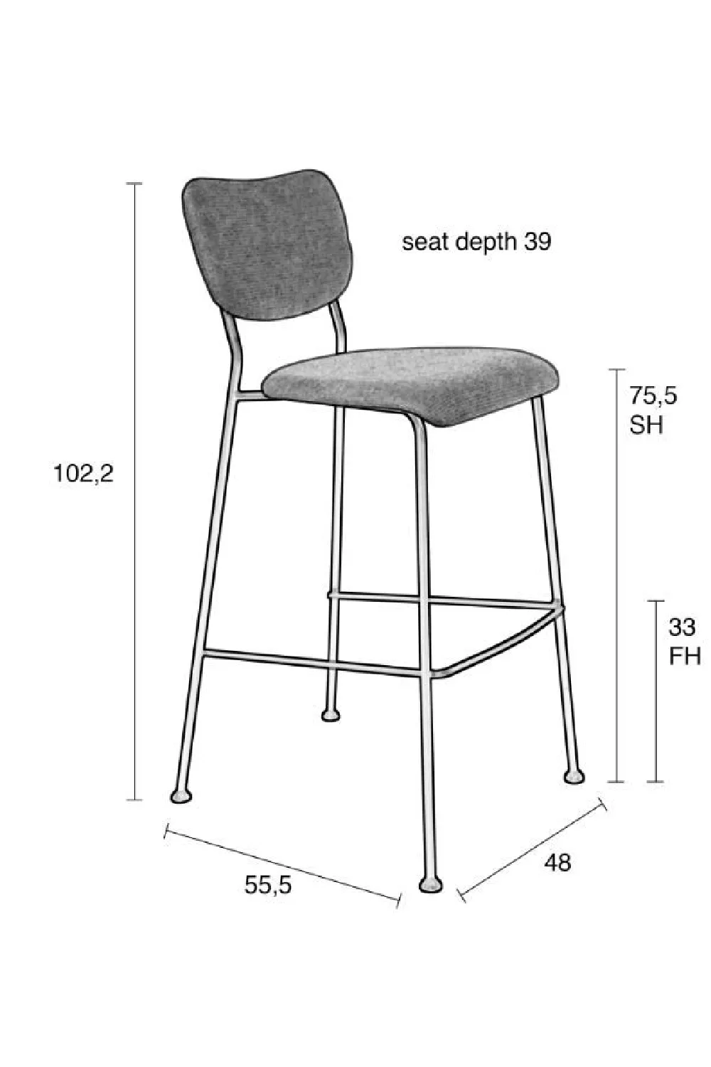 Gray Blue Upholstered Barstools (2) | Zuiver Benson