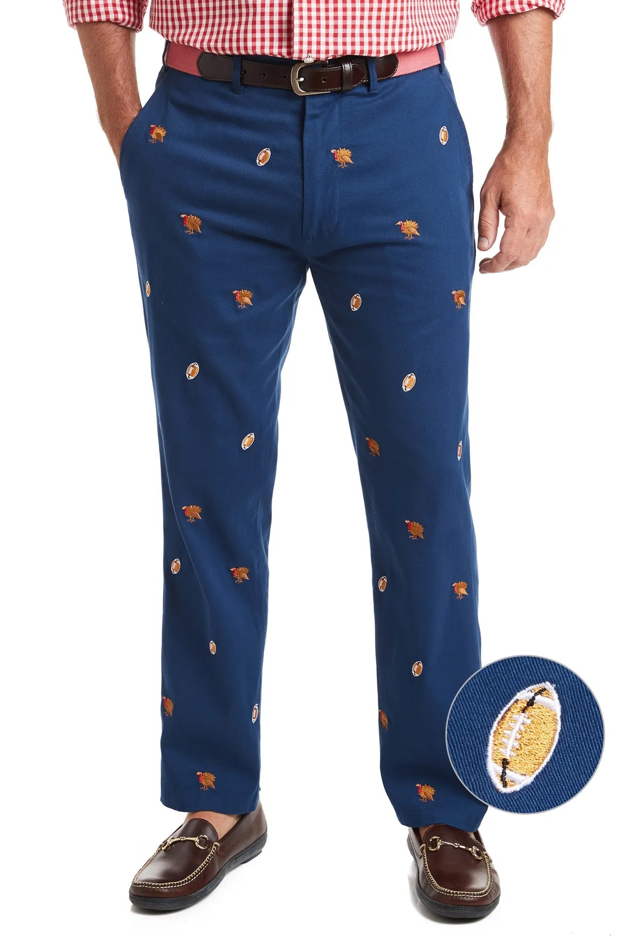 Harbor Pant Stretch Twill Nantucket Navy with Turkey & Football