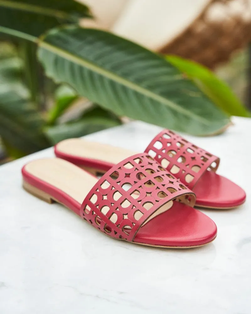 Hibiscus Vegan Leather Slide Sandals | Orchid