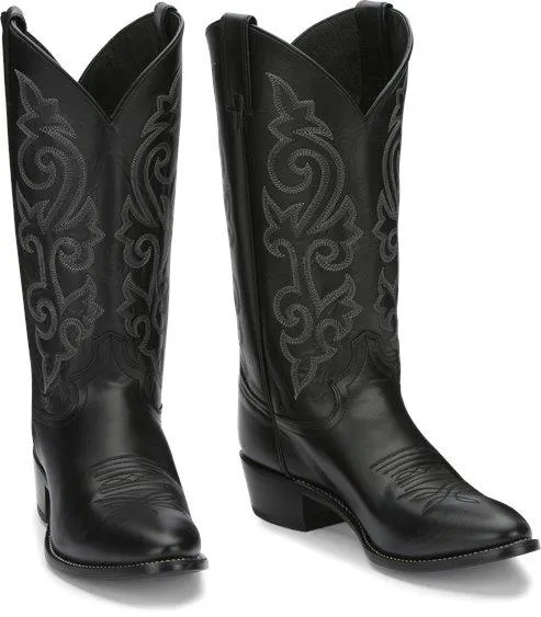 Justin Men's Buck Bay Apache Black Round Toe Western Boots 1409