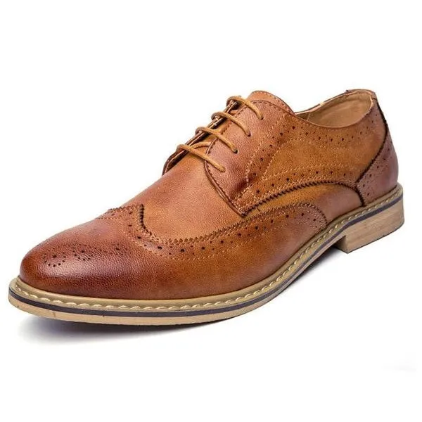 Luxury Leather Brogue Flats Casual British Style Shoes