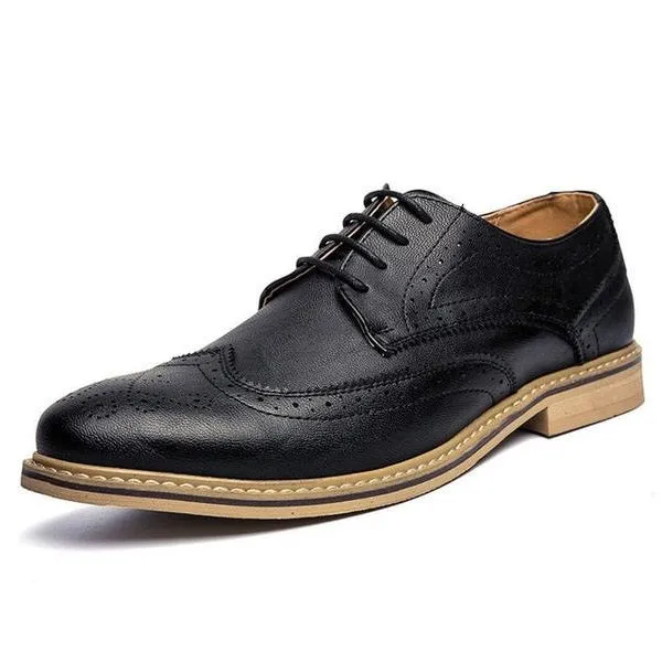 Luxury Leather Brogue Flats Casual British Style Shoes