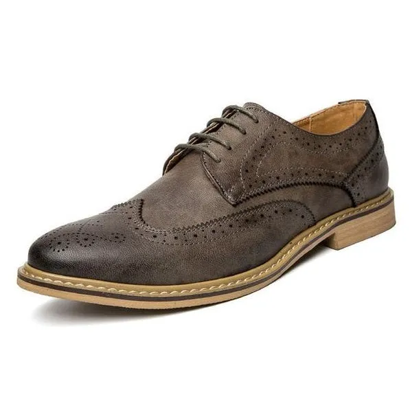 Luxury Leather Brogue Flats Casual British Style Shoes