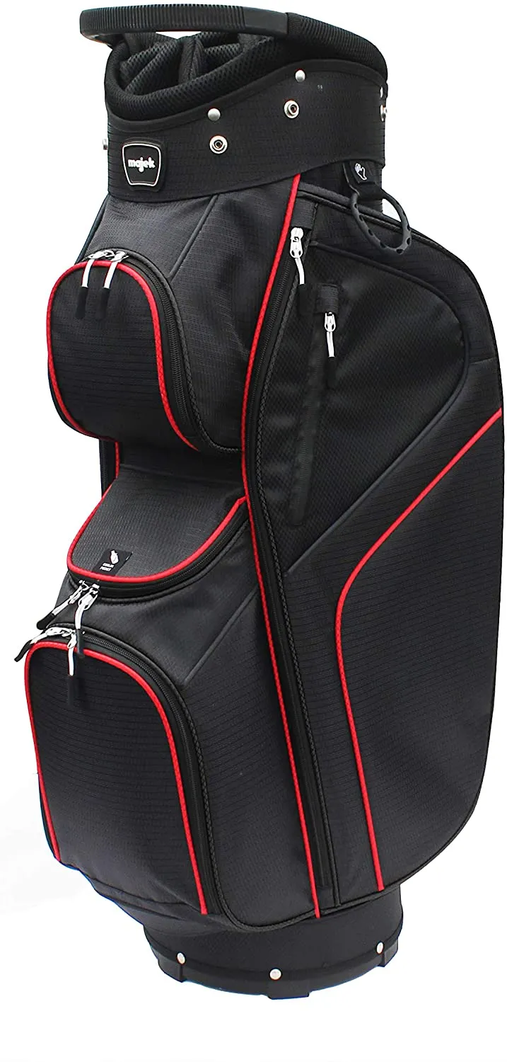 Majek Black Red Golf Bag 9 inch 14-Way Friendly Separator Top