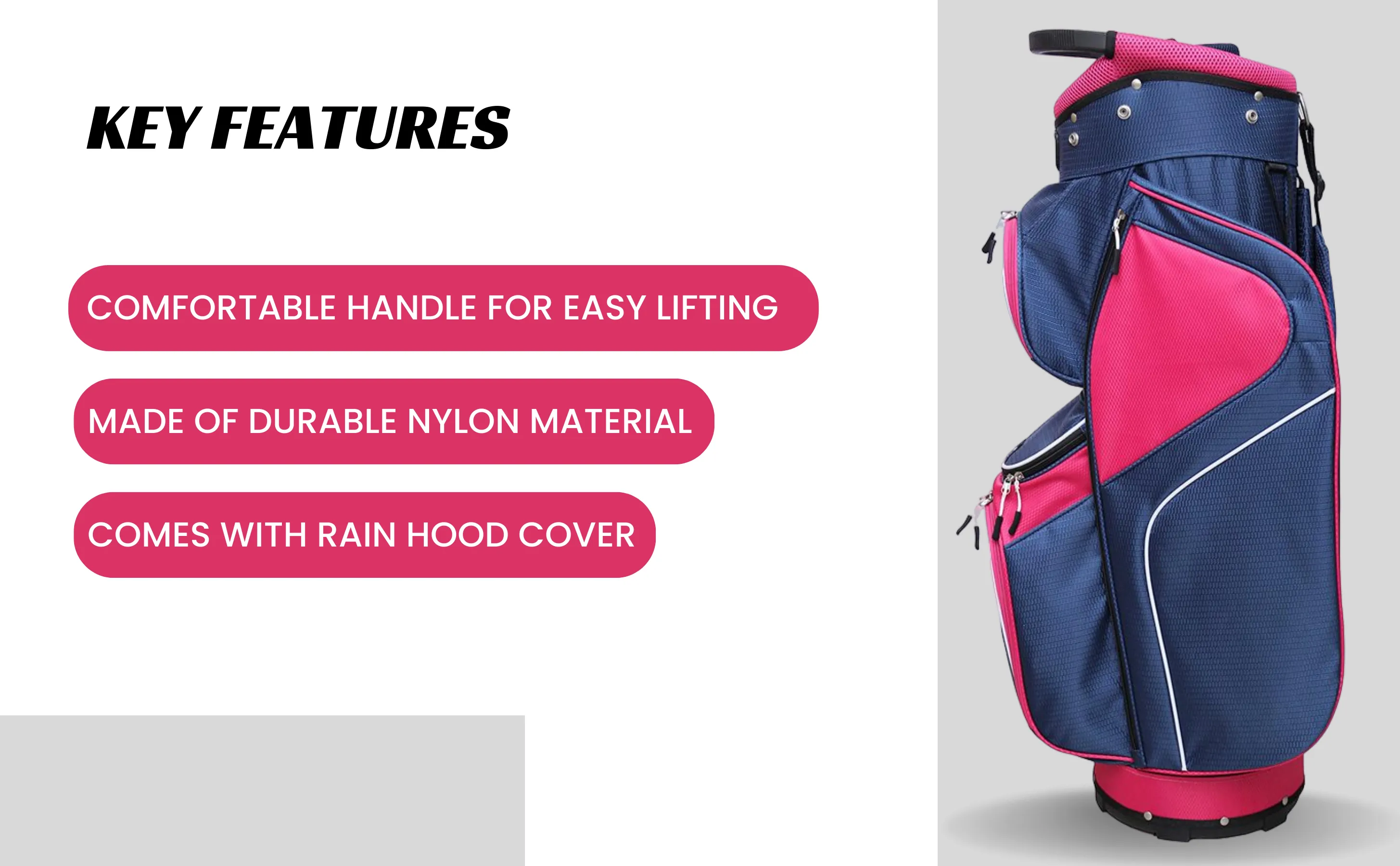 Majek Navy Blue Pink Golf Bag 9 inch 14-Way Friendly Separator Top