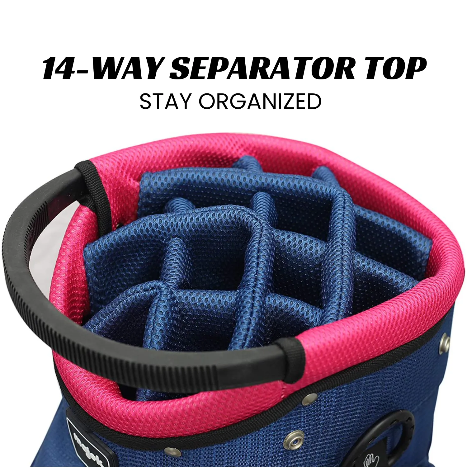 Majek Navy Blue Pink Golf Bag 9 inch 14-Way Friendly Separator Top