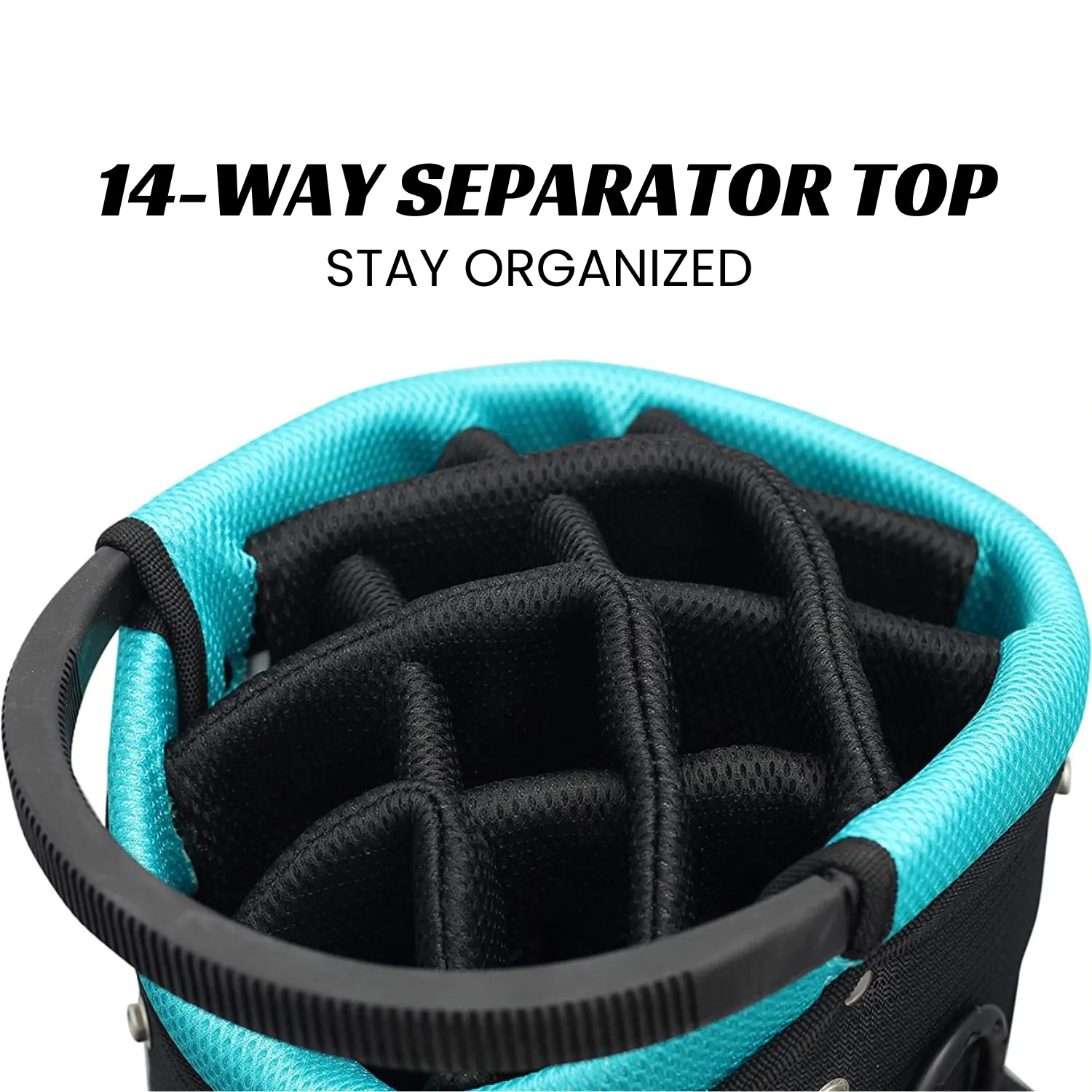 Majek Teal Black Golf Bag 9 inch 14-Way Friendly Separator Top