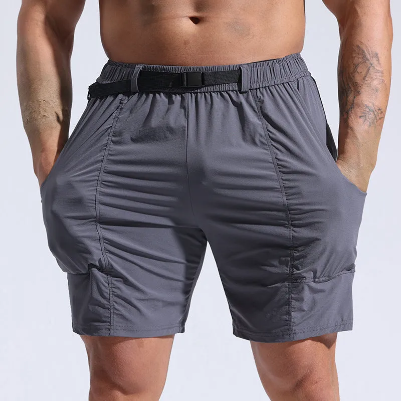 MEN'S CASUAL SPORTS SHORTS, RUNNING, FITNESS, COLD FEELING ICE SILK HIGH ELASTIC WORKWEAR PANTS