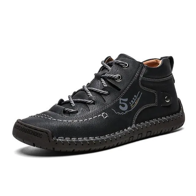 Mens Uber Cool Leather Casual Shoes/Lace up Soft Flat Footwear