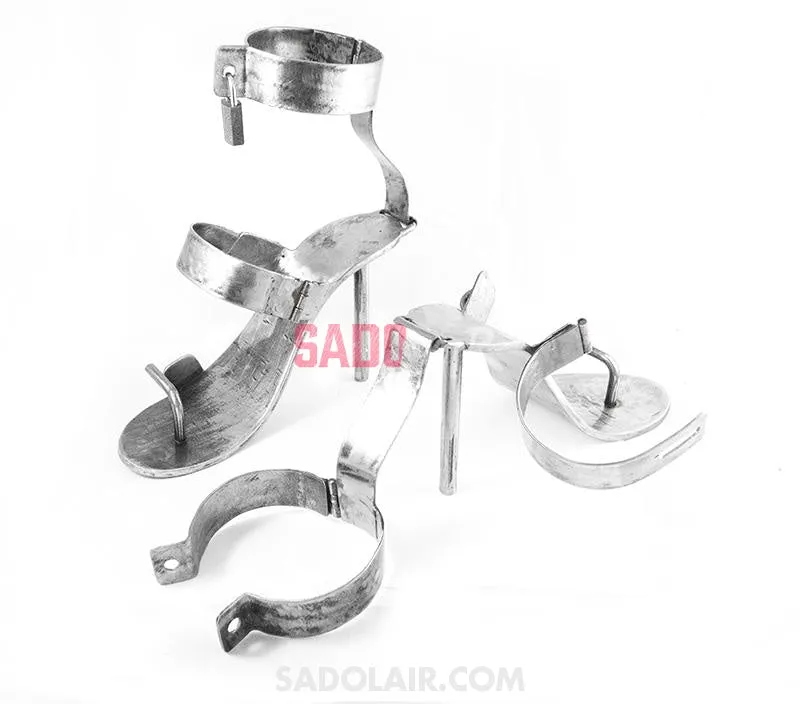 Metal BDSM lockable high-heel boots