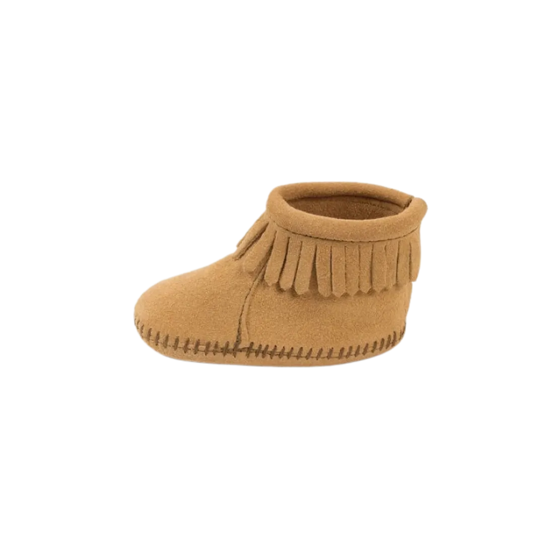 Minnetonka Kid's Back Flap Tan Bootie