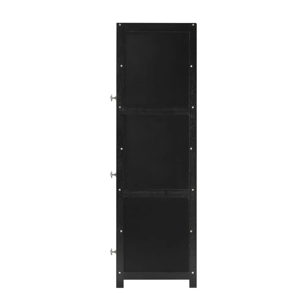 Oikiture Shoe Storage Cabinet 3 Flip-up Rattan Doors