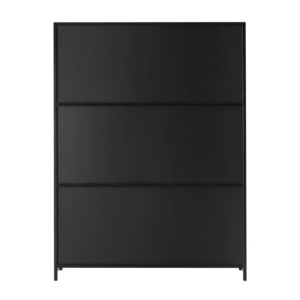 Oikiture Shoe Storage Cabinet 3 Flip-up Rattan Doors